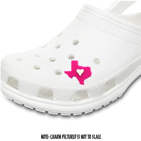 NWOT Pink Texas White Heart Croc Charm US State - Picture 2 of 3